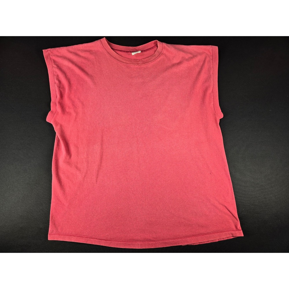 Vintage GreatLand Muscle Tee Shirt Red XL Made in USA Sleeveless Single Stitch